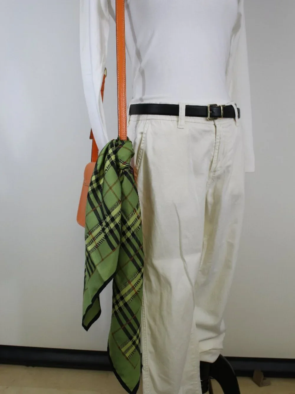 Green‎ Tartan Plaid Silk Scarf Square 34” Classic Preppy Equestrian